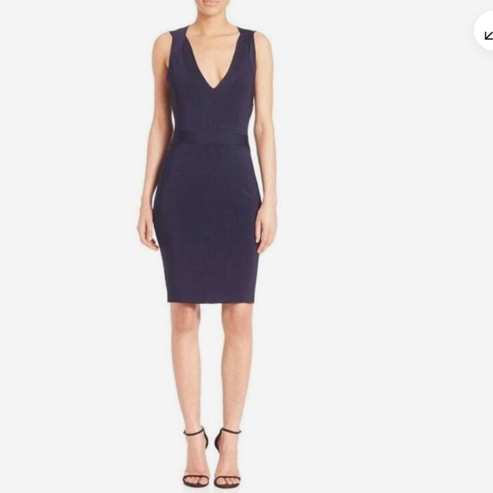 Elizabeth and James Payton Navy Blue Bandage Bodycon Midi Dress S